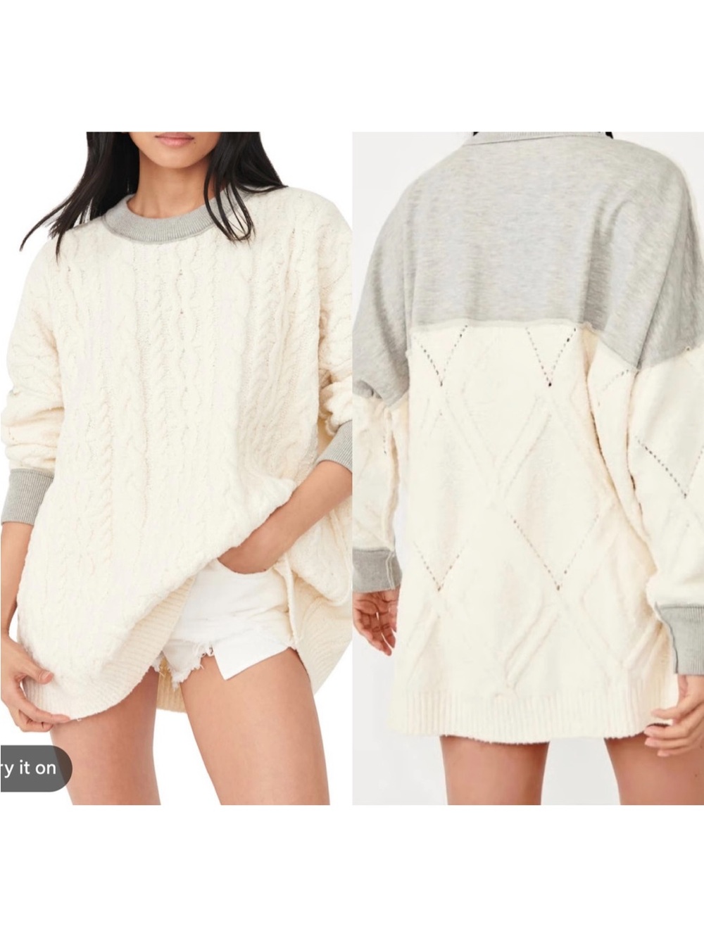 LIKE NEW Free People Olympia Oversized Cable Knit Sweater Tunic